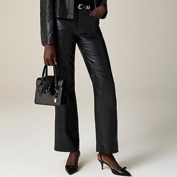J Crew Slim Wide Leg Pant in Faux Leather Size 30 in Black - Picture 1 of 12